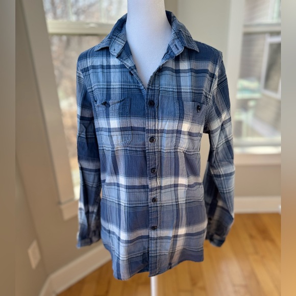 Express Blue and White Plaid Flannel Button Down Shirt Size XS - Picture 8 of 8